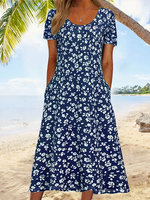 Floral print dress with V-neckline