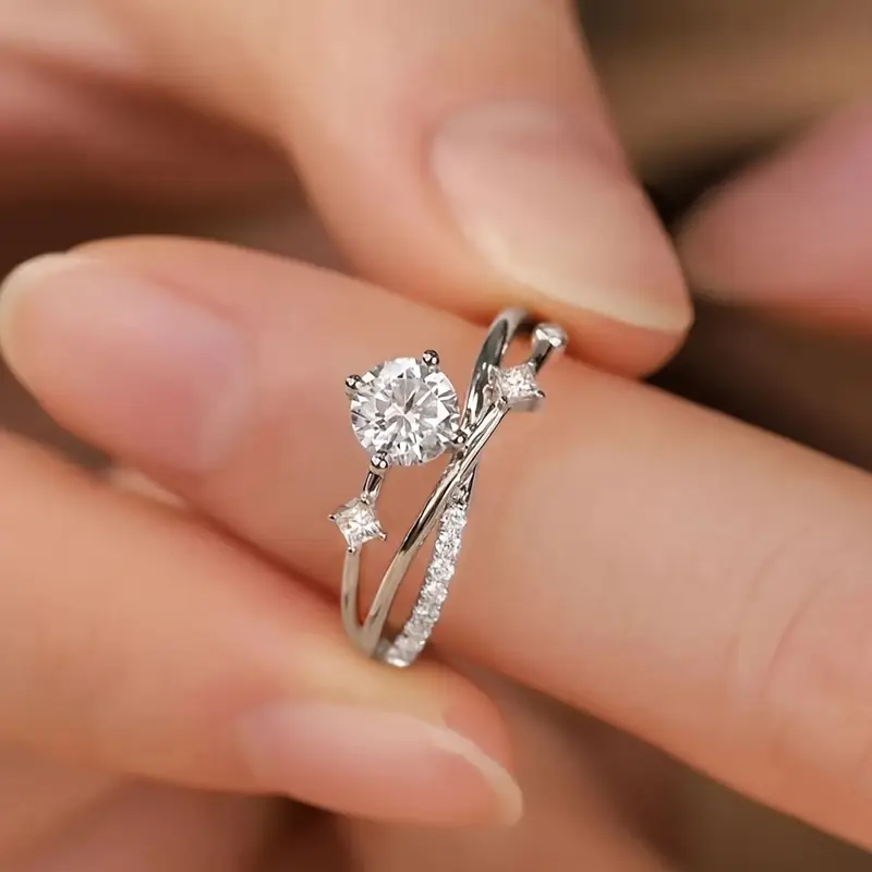 Luxurious geometric starry sky ring