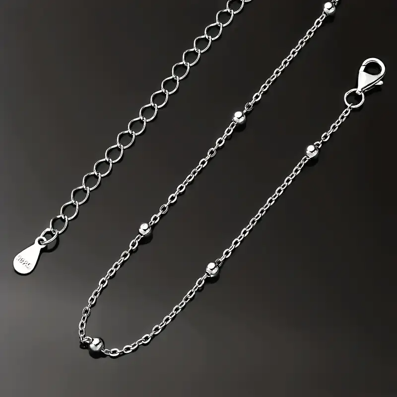 Classic 925 Silver Beaded Collarbone Chain Necklace Jewelry
