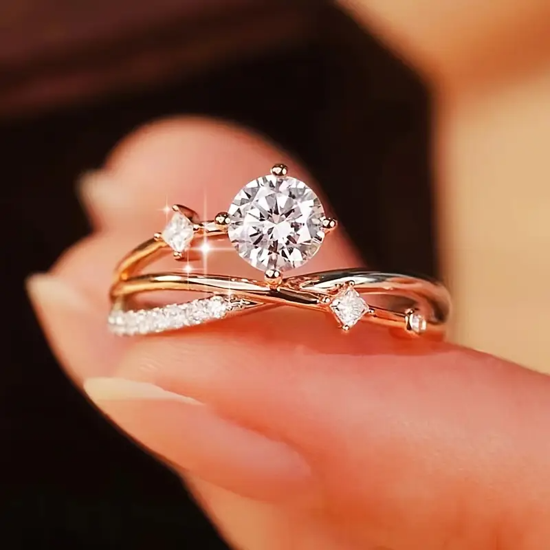 Luxurious geometric starry sky ring