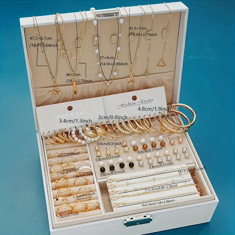 86pcs Fashionable Elegant Necklace, Earrings, Rings, and Studs Jewelry Set