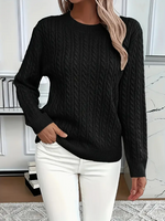 Women's Casual Loose-Fit Round Neck Long Sleeve Sweater