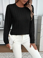 Women's Casual Loose-Fit Round Neck Long Sleeve Sweater