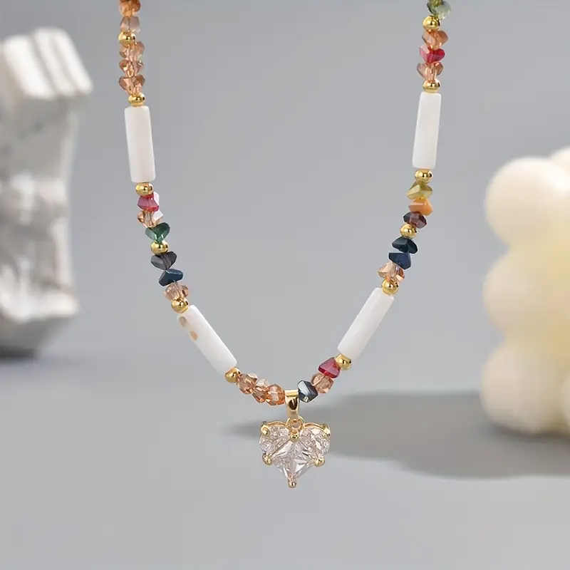 Boho Chic Crystal Heart Necklace
