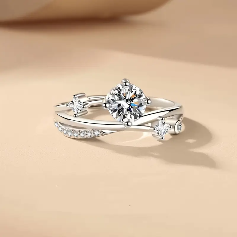 Luxurious geometric starry sky ring