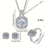 4-in-1 Sparkling Cube Water Rhinestone Jewelry Set