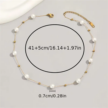 Pearl Thread Necklace - Gold