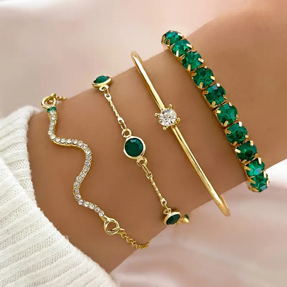 4-in-1  Green Gemstone Bangle