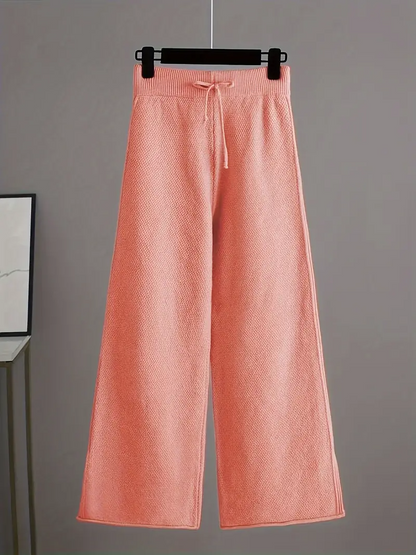 Autumn and winter fashion casual set: loose sweater and wide leg pants