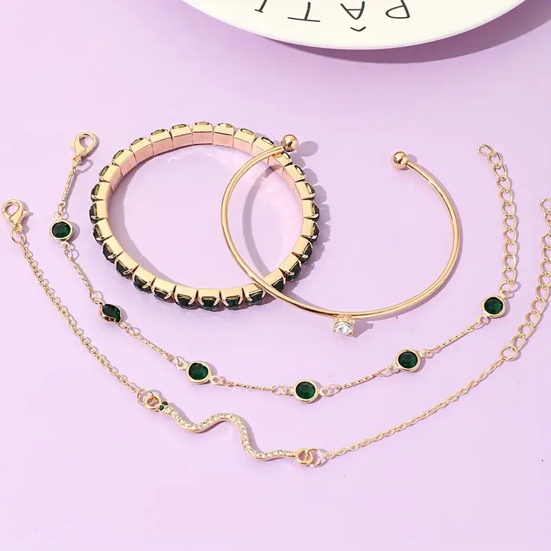 4-in-1  Green Gemstone Bangle