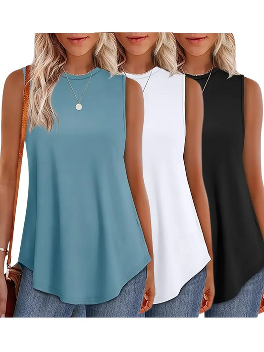 Women'S 3pcs Casual Sleeveless Tank Tops