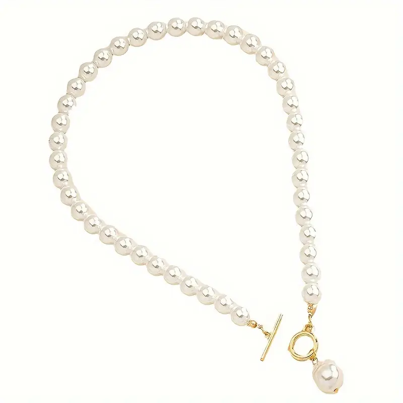 2-in-1 Conjunto de colar e brincos de pérolas barrocas vintage francesas