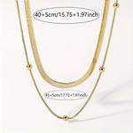 Ensemble de colliers classiques et élégants 2 en 1 à double couche en acier inoxydable