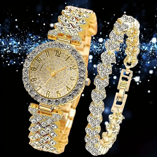 2pcs Elegant Watch Steel Minimalist