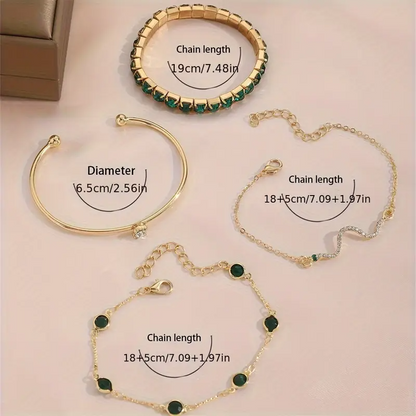4-in-1  Green Gemstone Bangle