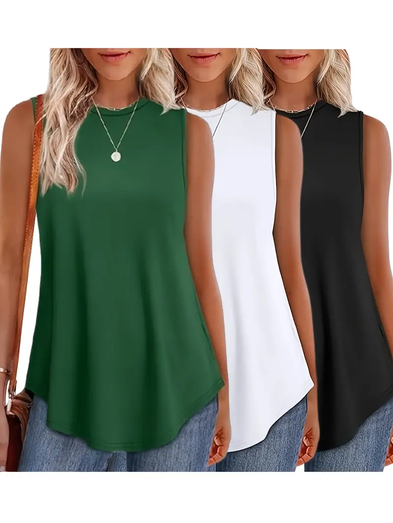 Women'S 3pcs Casual Sleeveless Tank Tops