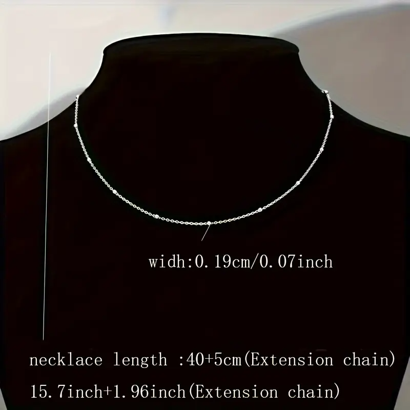 Classic 925 Silver Beaded Collarbone Chain Necklace Jewelry