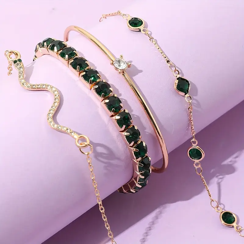 4-in-1Green Gemstone Bangle