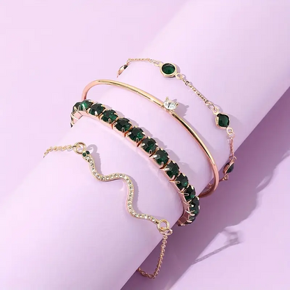 4-in-1  Green Gemstone Bangle