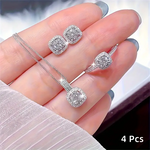 4-in-1 Sparkling Cube Water Rhinestone Jewelry Set