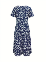 Floral print dress with V-neckline