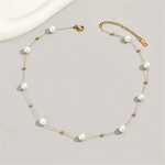 Pearl Thread Necklace - Gold